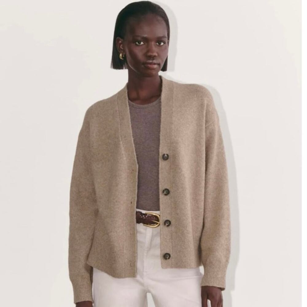 Everlane THE COCOON CARDIGAN IN PLUSH COTTON Heather Taupe Size S NWT!